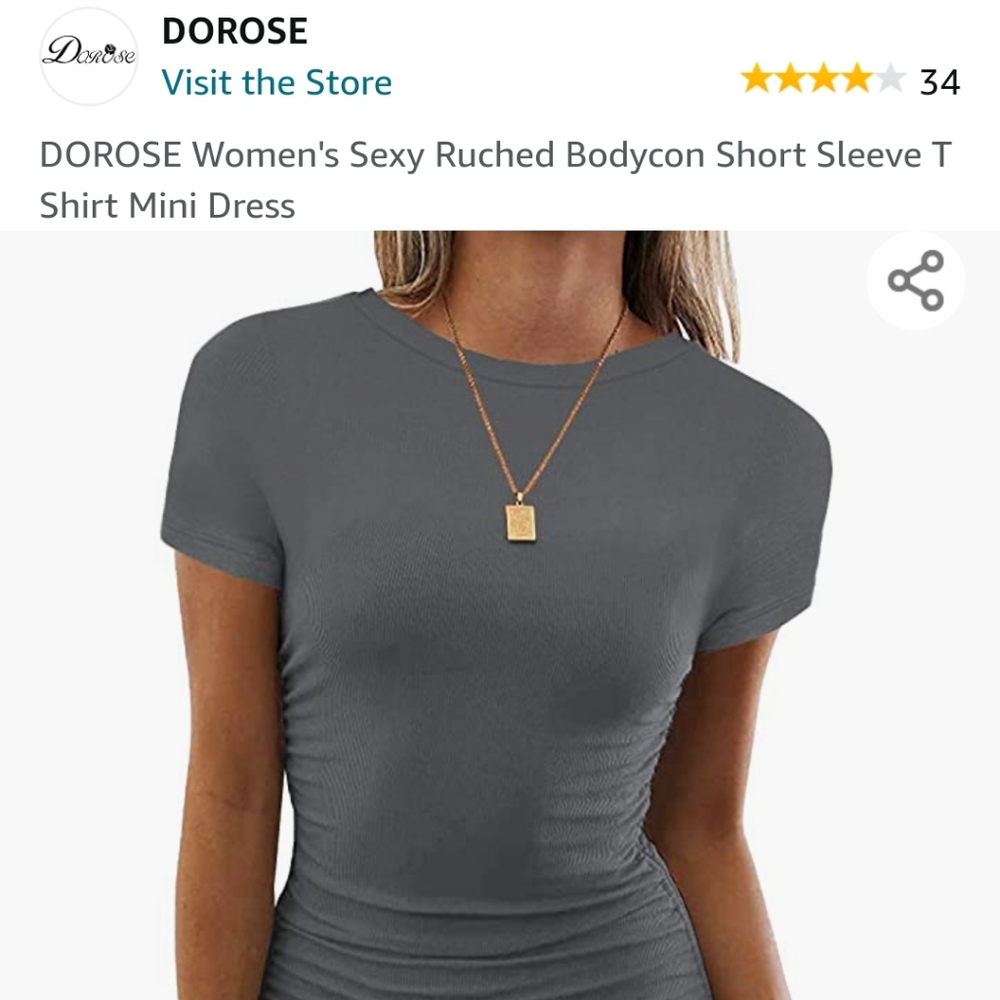 DOROSE Women's Sexy Ruched Bodycon Short Sleeve T Shirt Mini Dress